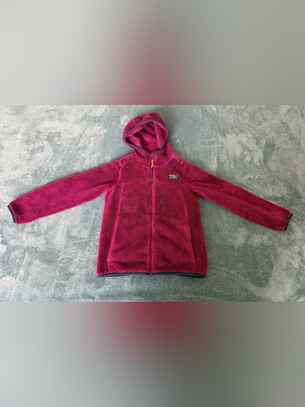 L.L. Bean Kids Youth Hi-Pile Fleece Jacket Size S 8 Full Zip Hood Pockets Soft